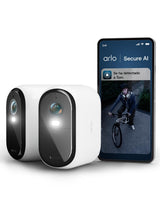 Arlo Essential 3 2K XL, cámara WiFi Exterior, batería de 24 Meses, visión Nocturna en Color, Sirena, Audio bidireccional, 2 cámaras Blancas