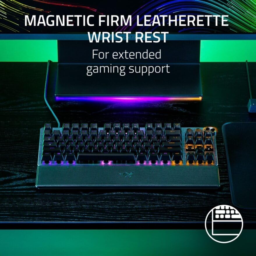 Razer Huntsman V3 Pro Tenkeyless – TKL - Teclado óptico analógico de Deportes electrónicos con Cierre a presión y Modo de liberación rápida (ajustes a Bordo, Rueda multifunción y Botones de Control