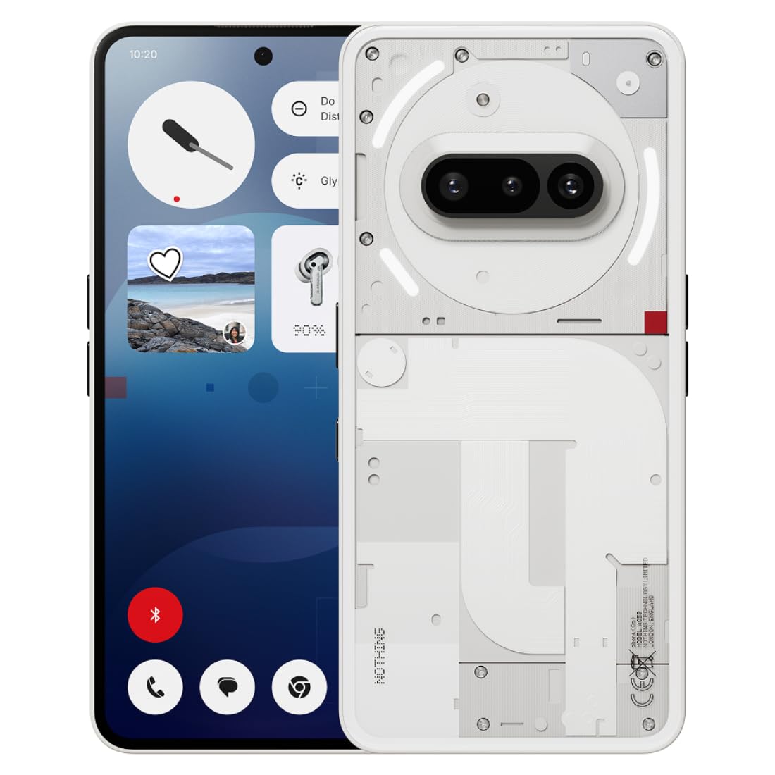 Nothing Phone (3a) 256 GB - Handy mit Essential Space, 50-MP-Hauptkamera, 32-MP-Frontkamera, 30-facher Ultra-Zoom, 12 GB RAM, Langer Akkulaufzeit und 6,77 Zoll Flexibles FHD+ AMOLED-Display - Weiß