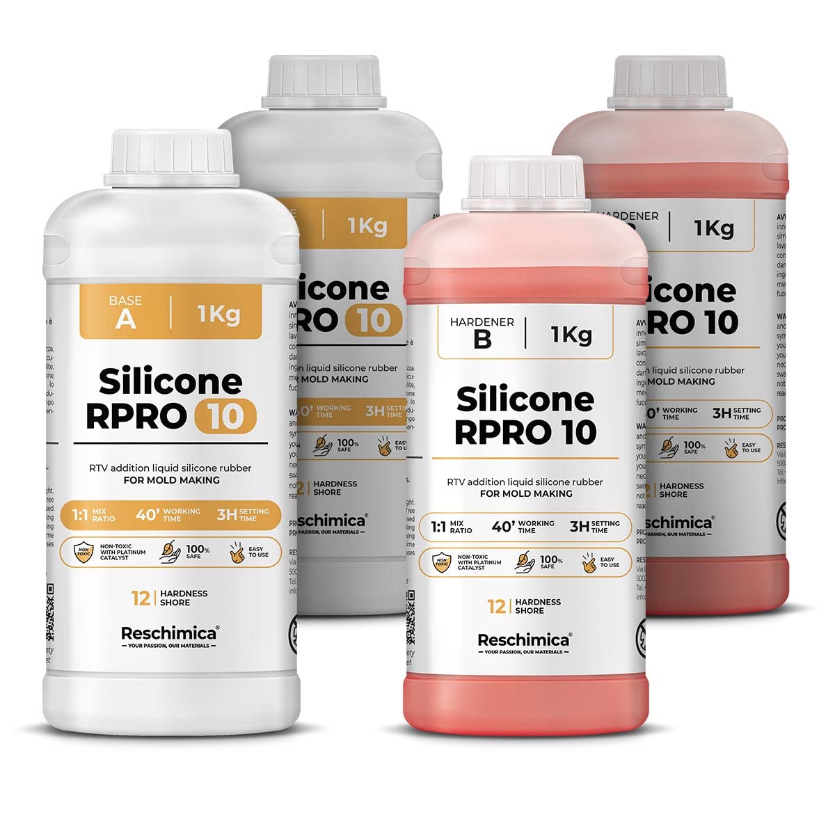 Silicona para moldes 1:1 R PRO 10, Silicona Líquida para la Fabricación de Moldes de Silicona, No Tóxica Y Rápida, Caucho Silicona para Moldes de Resina,silicona para hacer moldes (4 kg)