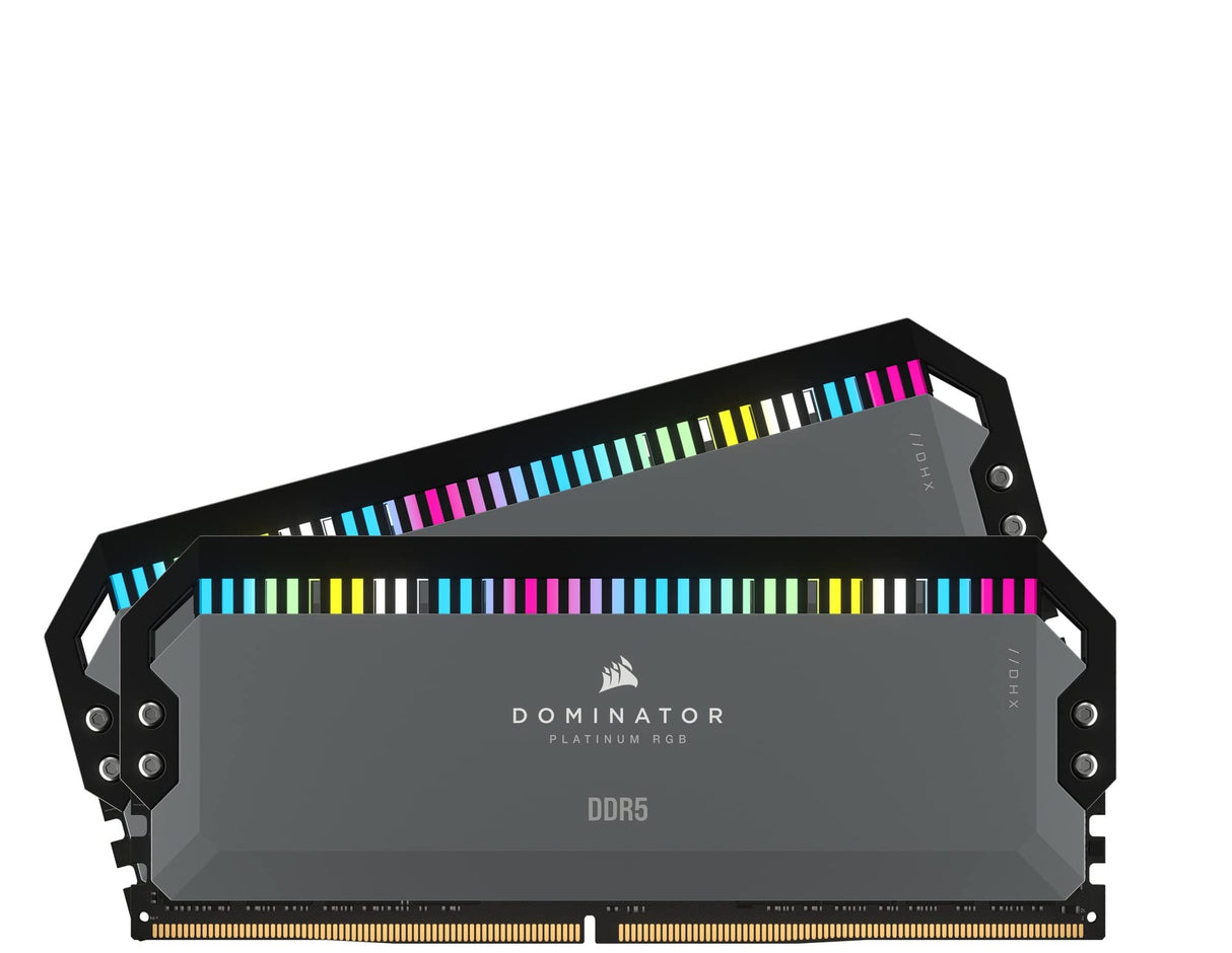 Corsair Dominator Platinum RGB DDR5 64 GB (2 x 32 GB) 5200MHz C40 Memoria optimizada de AMD (12 LED RGB CAPELLIX ultrabrillantes, Refrigeración DHX patentada, Compatibilidad con AMD Expo) Gris Frío
