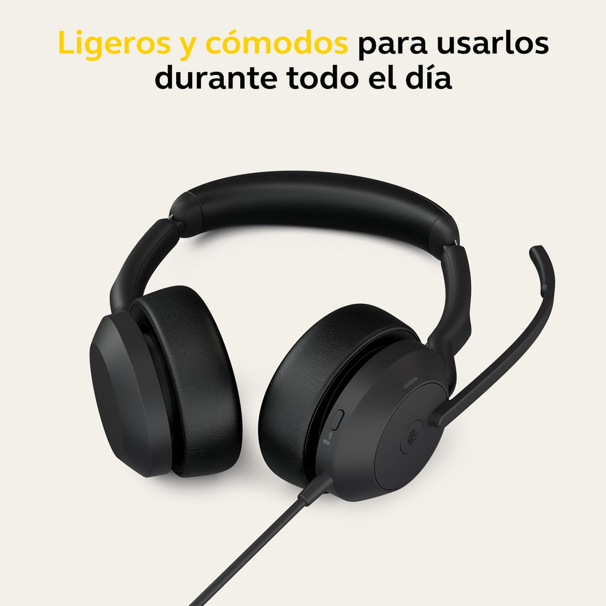 Jabra Evolve2 50 - Auriculares estéreo con Cable con tecnología Air Comfort, micrófonos con cancelación de Ruido y cancelación Activa de Ruido, Funciona con Todas Las Plataformas UC líderes como