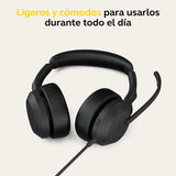 Jabra Evolve2 50 - Auriculares estéreo con Cable con tecnología Air Comfort, micrófonos con cancelación de Ruido y cancelación Activa de Ruido, Funciona con Todas Las Plataformas UC líderes como