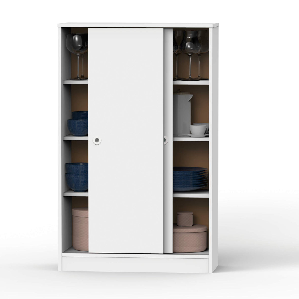 MUEBLES PITARCH | Armario Auxiliar Multiusos bajo Puertas Correderas para Limpieza, cocinas, galerías, despachos 120x74x33cm (Alto x Ancho x Fondo), Blanco, Colección Tibet