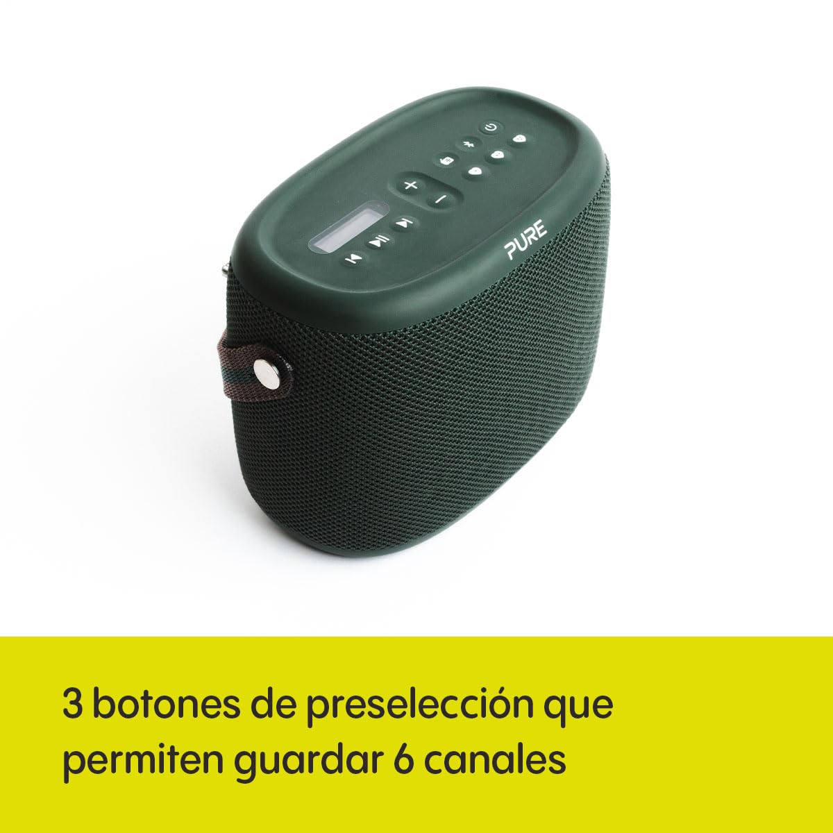 Pure Woodland Altavoz para Exteriores con Bluetooth y Radio Dab+/FM (Resistente al Agua IP67, portátil, batería de 14h jardín y Camping) Verde