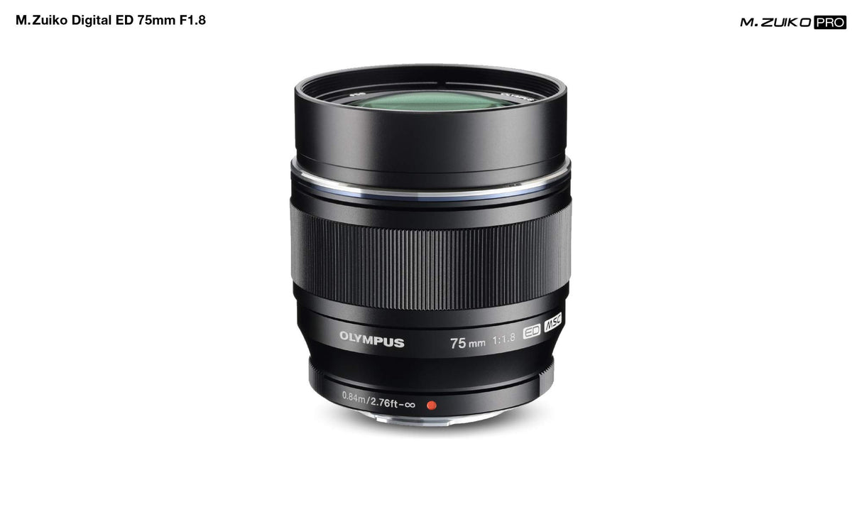 Olympus M.Zuiko - Objetivo digital ED 75 mm F1.8, longitud focal fija rápida, apto para todas las cámaras MFT (modelos olympus OM - D & Pen, serie G de Panasonic G), negro