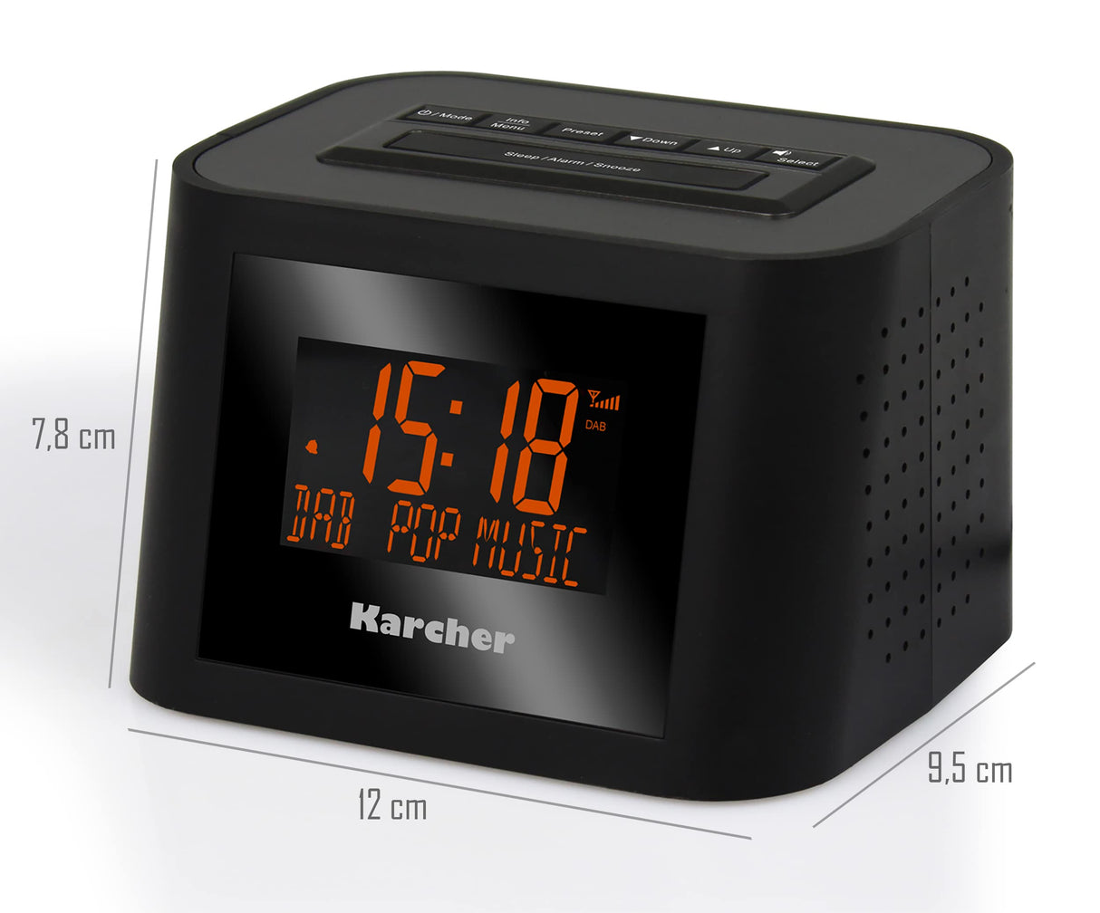 Karcher Dab 2420 Dab+, UKW - Reloj Despertador estéreo con Pantalla Simmbares y Alarma Dual de 5.5 Pulgadas, Color Negro