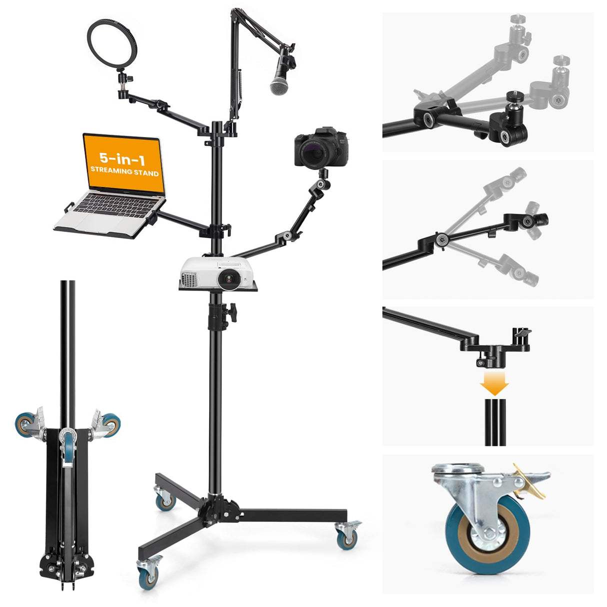 TARION Soporte Camara Mesa Brazo: Soporte para Camara de Escritorio Flexible Overhead Camera Mount Rig Fotografia con Brazo Articulado para Luz de Anillo Micrófono Video Titanrig(Conjunto de Pasillo)