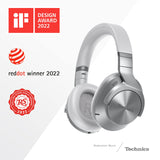 Technics EAH-A800E-S Auriculares Inalámbricos Bluetooth Over Ear, con Cancelación de Ruido y Micrófono, Hasta 50 Horas de Reproducción, Plata