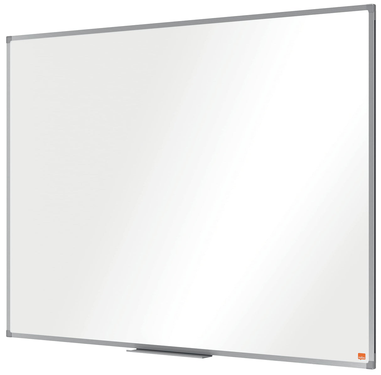 Nobo 1905239 - Pizarra Blanca Móvil Basic de Melamina 1200x900 mm, Superficie para Uso Ligero, Estructura de Aluminio, Giro Horizontal, Bandeja para Rotuladores, Ruedas con Freno, Blanca