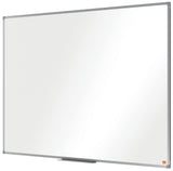 Nobo 1905239 - Pizarra Blanca Móvil Basic de Melamina 1200x900 mm, Superficie para Uso Ligero, Estructura de Aluminio, Giro Horizontal, Bandeja para Rotuladores, Ruedas con Freno, Blanca