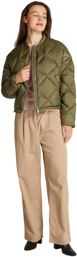 Tommy Hilfiger Chaqueta Bomber Mujer Casual Quilted Down acolchada, Verde (Utility Olive), M