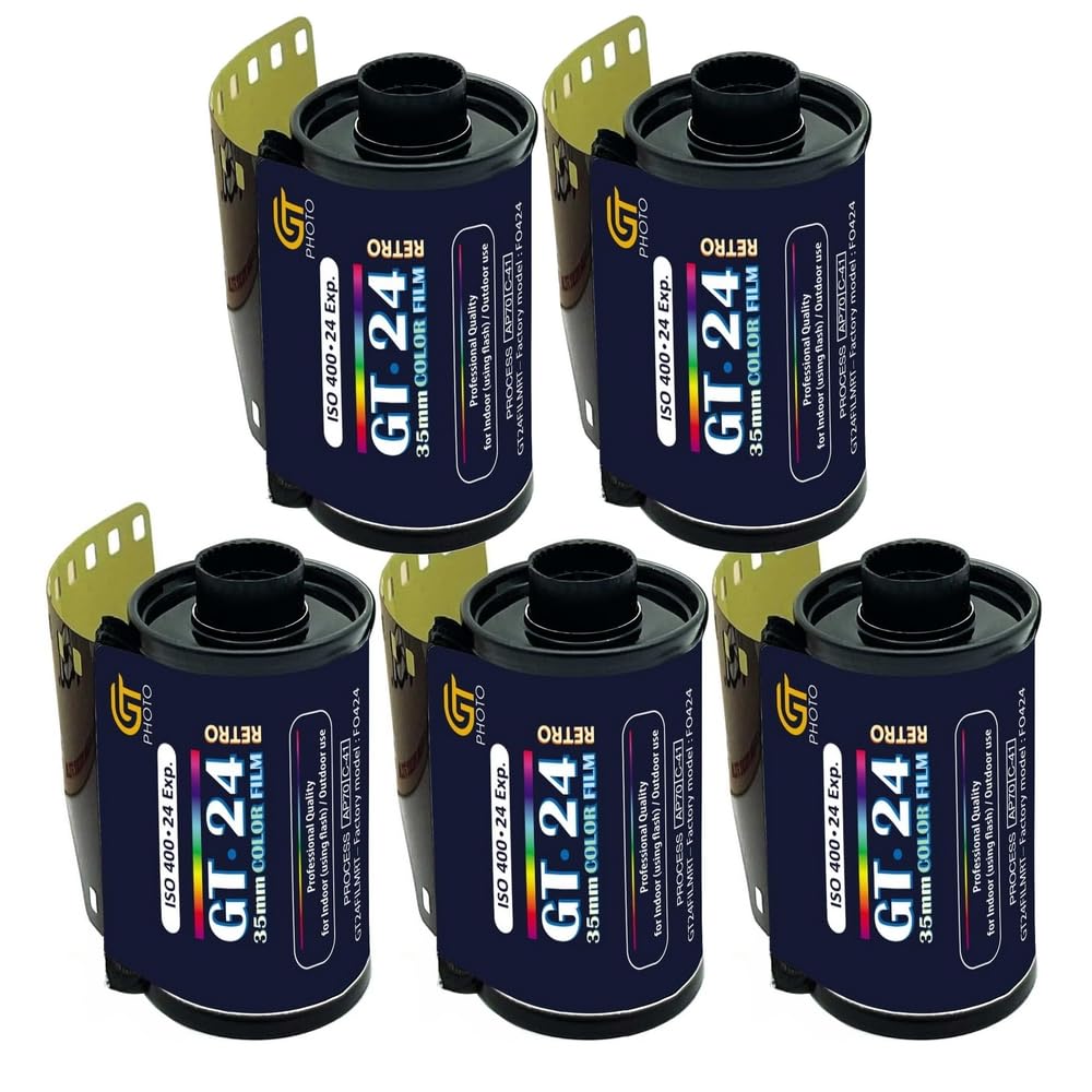 GT PHOTO Película de Color GT24FILM de 35 mm – Lote de 5 películas de 24 Poses – Ideal para fotografía, Desarrollo e impresión de Calidad