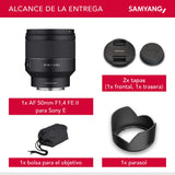 Samyang AF 50 mm F1,4 II FE para Sony E – Objetivo de enfoque automático estándar para cámaras de sistema sin espejo de Sony, sensores de formato completo y APS-C, adecuado para grabación de detalles