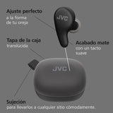 JVC Gumy Premium Auriculares Bluetooth True Wireless con Cancelación de Ruido, Bluetooth 5.4, Modo Ambiente, Baja Latencia, 26h batería, Estuche Translúcido USB-C, Negro Oliva - HA-A23T-B