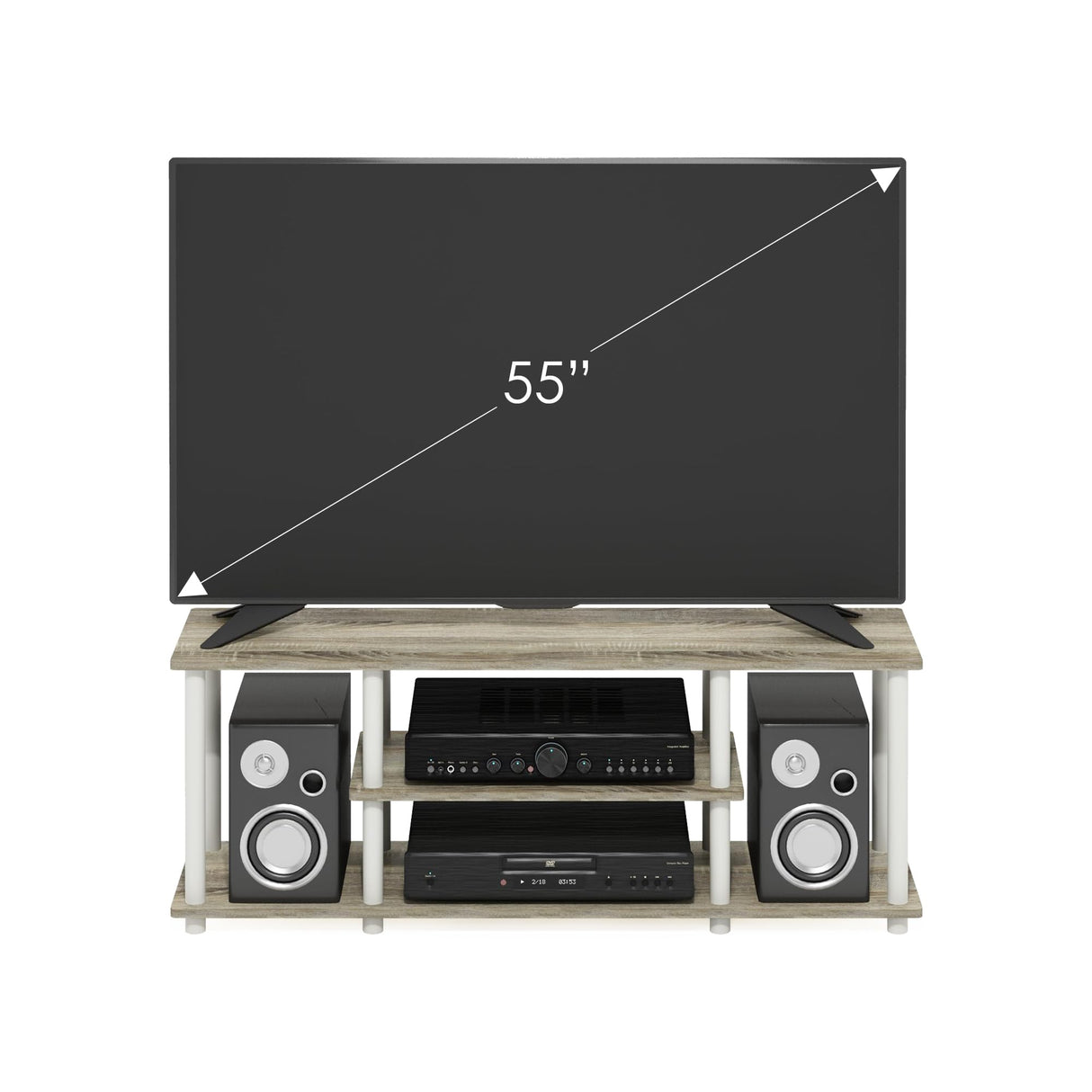 Furinno Soportes de TV de entretenimiento de 3 niveles Roble/Blanco