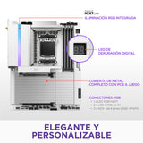 NZXT Placa Base para Juegos N9 X870E - AMD X870E AM5 ATX para Ryzen 9000/8000/7000-20+2+1, DDR5, 4X M.2, PCIe 5.0, 5GbE – Cierres de liberación rápida M.2, Cubierta de Metal Completo, PCB Blanco