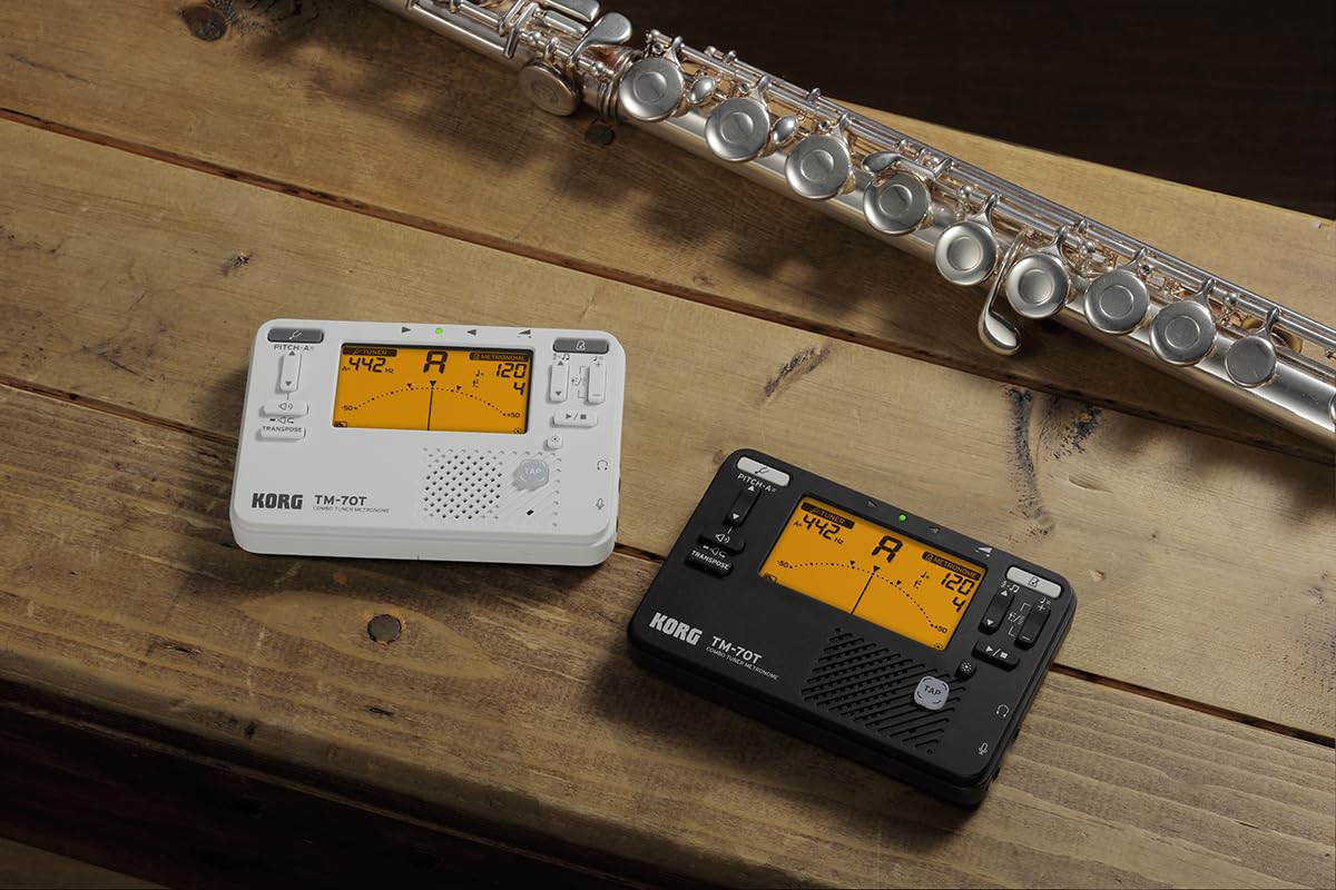 Korg TM70 Metrónomo y Afinador Cromático Combinados con Micrófono de contacto - Negro