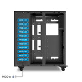 UNYKAch Caja E-ATX Workstation AI Pro 1500 Capaz de Albergar Placas Base con Doble CPU y Dos Fuentes de Alimentación. Admite hasta 4 Tarjetas gráficas y Espacio para 17 Discos Duros