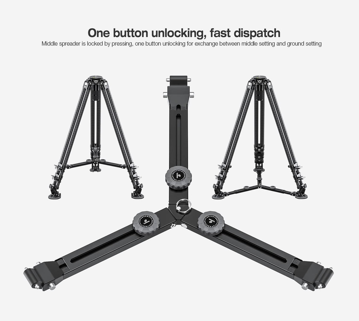 Leofoto - Trípode de vídeo - Trípode de Carbono para cámaras - Capacidad de Carga de 10 kg - Pies Extensibles - Altura mínima de 36,5 cm a una Altura máxima de 169 cm - LVC-253C+BV-15