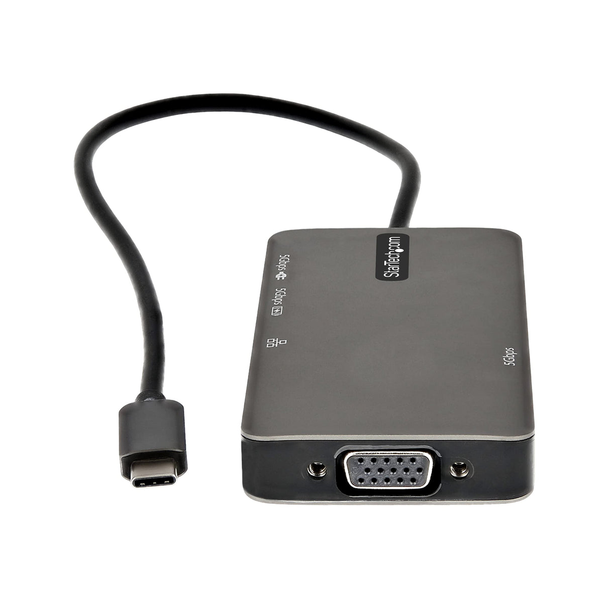 StarTech.com Adaptador Multipuertos USB-C - Docking Station USB Tipo C a HDMI 4K30 o VGA 1080p - Replicador de Puertos USBC PD de 100W - Hub USB de 3 Puertos - Red - con Cable de 30cm (DKT30CHVPD2)