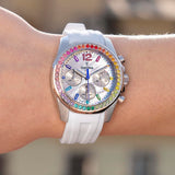 Festina Reloj Mujer F20610/2 Boyfriend Caja de Acero Inoxidable 316l Plateado Correa de Caucho Blanco