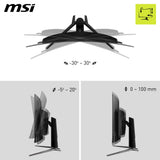 MSI mag 321CUPDE QD-OLED Pantalla de Juego Curvada UHD 32" - 1700R, 3840x2160 Quantum Dot OLED, 165Hz/0.03ms, 99% DCI-P3, ΔE≤2, DisplayHDR True Black 400, DP 1. 4a, HDMI 2.1, USB Type-C