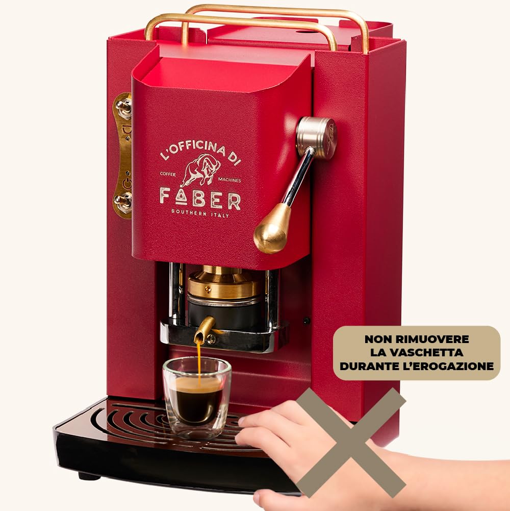 Faber Pro Deluxe Macchina da Caffè Cialde 44mm Cherry Red Ottone