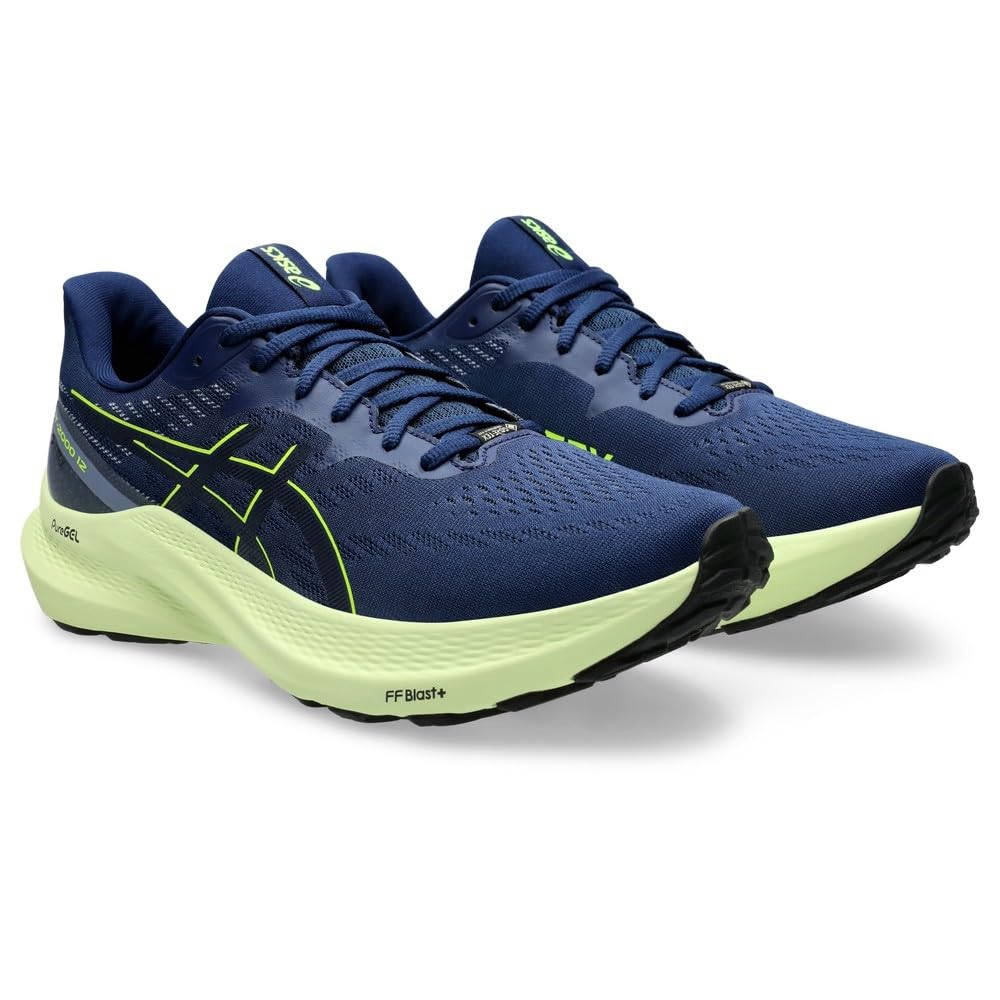 ASICS GT-2000 12 GTX, Sneaker Hombre, Blue Expanse Safety Yellow, 40.5 EU