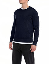 REPLAY Uk2508 Wool Blend Fast Dyed Suéter, Azul Marino Oscuro 970, S para Hombre