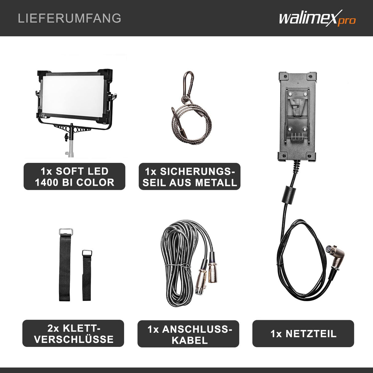 Walimex Pro Soft LED 1400 Bi Color Square - Lámpara de Superficie (100 W), Color Negro