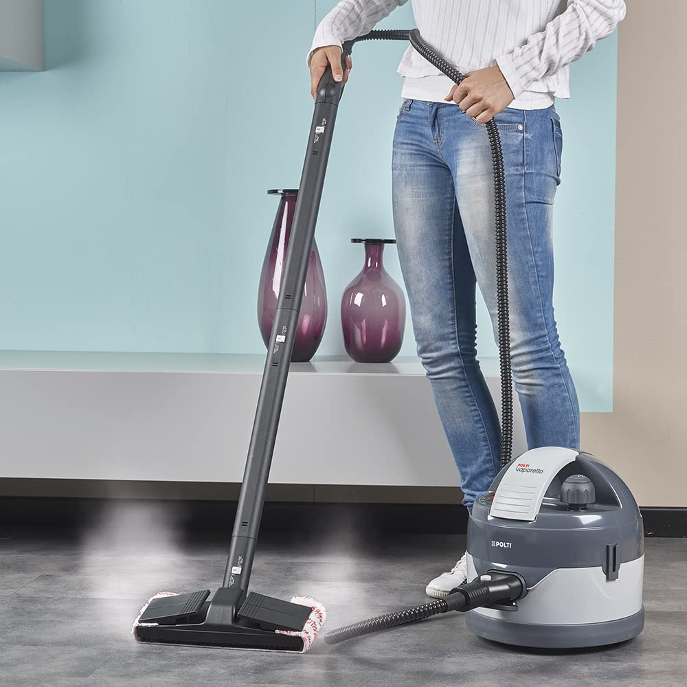 Polti Vaporetto Eco Pro 3.0, Limpiador a Vapor con Caldera y Tapa de Seguridad, Potencia Máxima de la Caldera 2000 W, Depósito de 2 L, 9 Accesorios Incluidos, Made in Italy, Gris