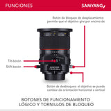 Samyang F1110903101 - Objetivo fotográfico DSLR para Nikon (Distancia Focal Fija 24mm, Apertura f/3.5-22 T/S ED AS UMC, diámetro Filtro: 82mm), Negro