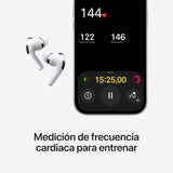 Apple AirPods Pro 3 Auriculares inalámbricos con cancelación Activa de Ruido, medición de frecuencia Cardiaca, Auriculares Bluetooth, Audio Espacial, Sonido de Alta fidelidad y Carga por USB-C