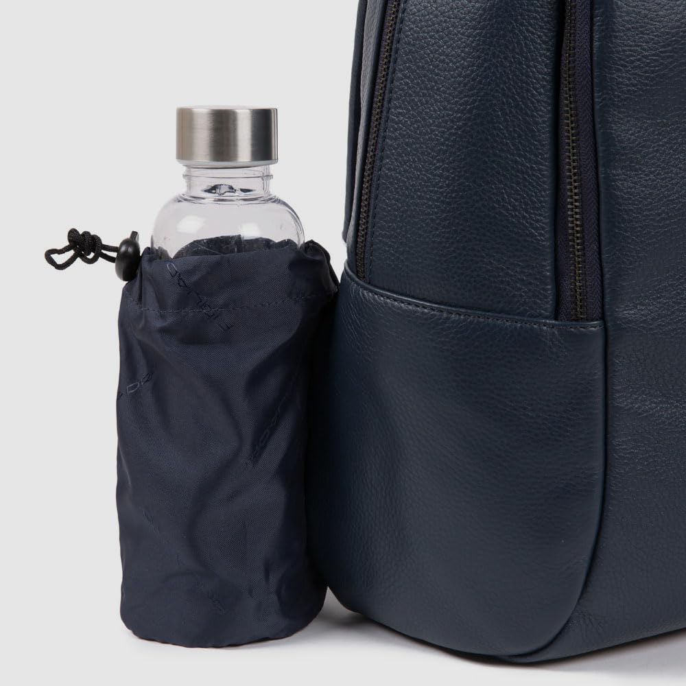 Piquadro Modus - Mochila pequeña de piel para PC de 14" con dos compartimentos, Negro, 40 cm, Daypack