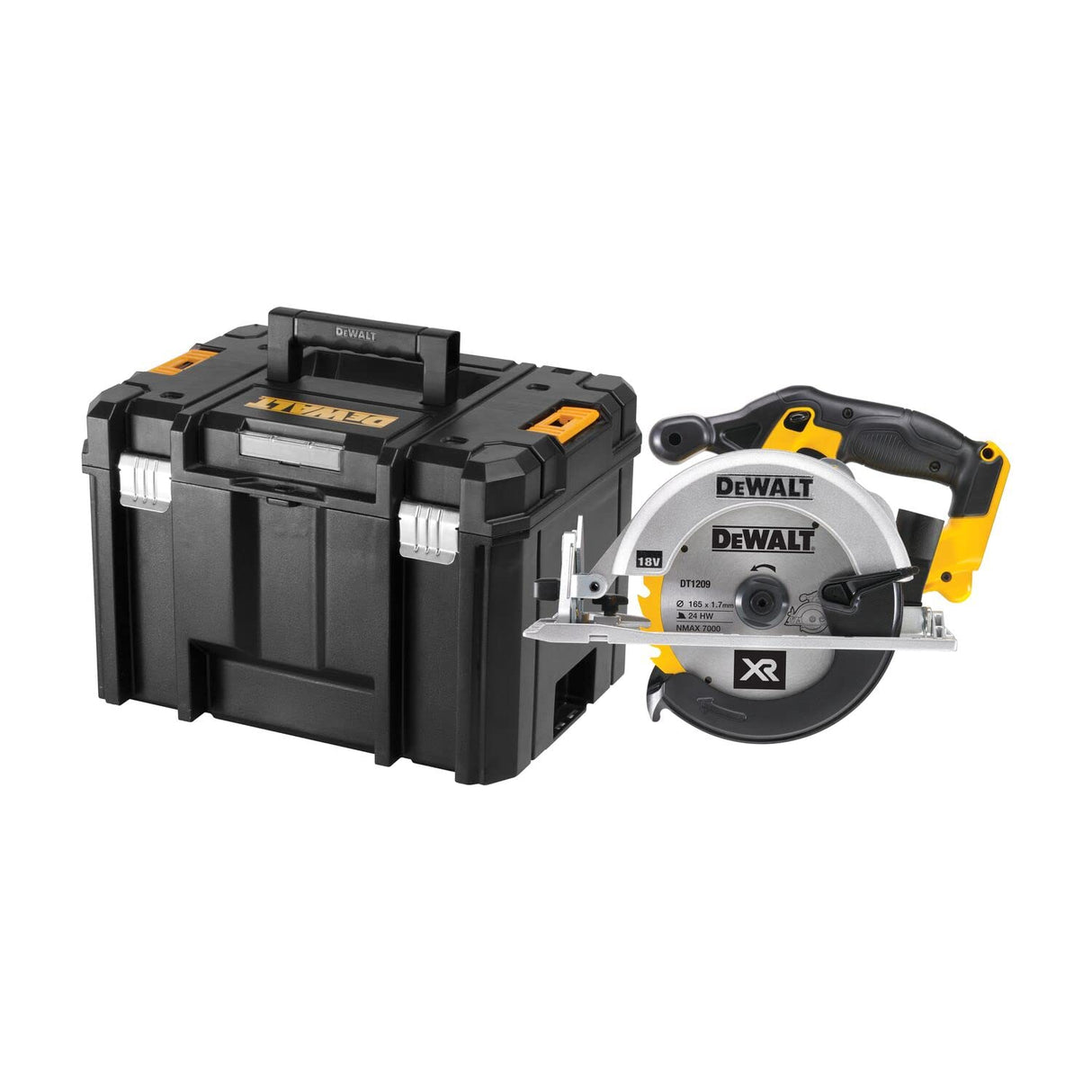 DEWALT DCS391NT-XJ - Sierra Circular XR 18V, 460W, Disco de 165 mm, Profundidad de Corte Max. 55 mm, Velocidad 5150 rpm, Empuñadura Ergonómica, Incluye Maletín TSTAK, Sin Batería ni Cargador