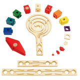 Hape Quadrilla Vertigo Wooden Marble Run Construction System, Juego de carreras de canicas de madera Juguete de laberinto para niños