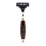 Edwin Jagger S81M582BAMZ Set de Afeitado Clásico Imitación Cuerno Ligero y Níquel con Cazoleta con Brocha de Afeitar de Tejón Puro y Maquinilla Mach 3 para Crema o Jabón de Afeitar para Hombre