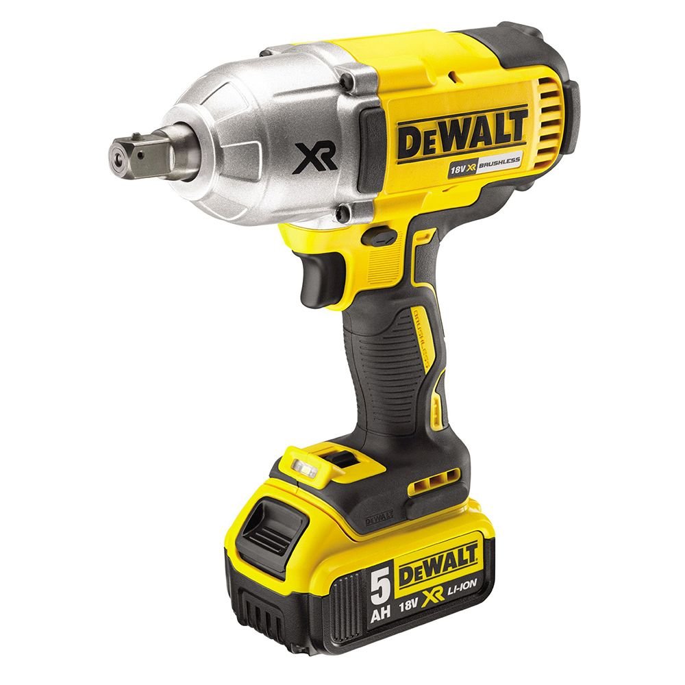 DEWALT DCF899P2-QW - Llave de impacto sin escobillas 1/2' XR 18V, Batería de Litio de 5 Ah, Alto Par 950Nm, 2400 ipm, con maletín TSTAK, cargador y batería