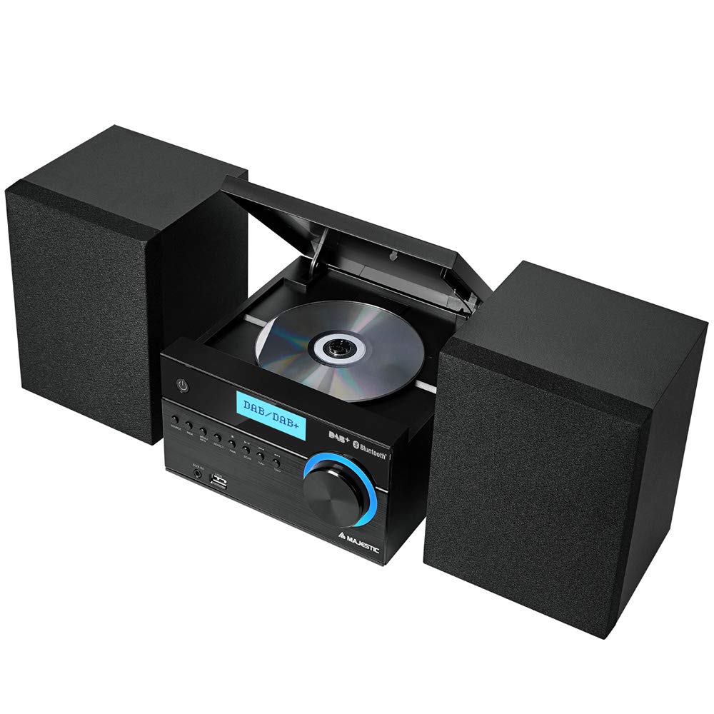 Majestic AH 2350 BT MP3 USB Dab - Sistema Micro Hi-Fi Radio Dab/Dab+/FM, Bluetooth, Reproductor de CD/MP3, Entrada USB/AUX-IN, Mando a Distancia, Negro