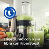 Philips Avance Collection Extractor de Zumo de Frutas y Verduras, Tecnología Fiberboost, Quickclean Plus Para una Limpieza Fácil, 1100 W, Plata, 2,1 l, Negro (HR1921/20)