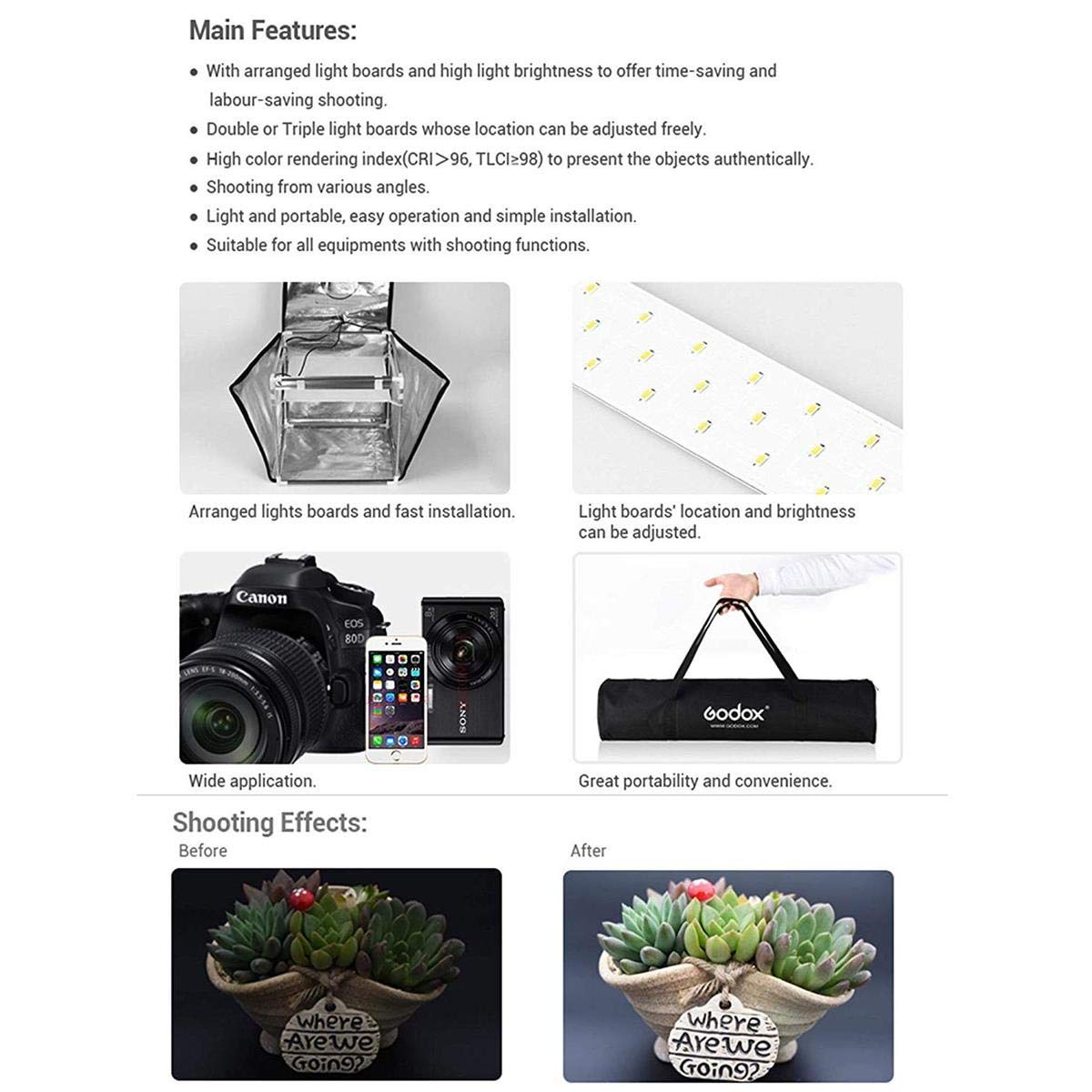 Godox Portable Triple Light LED Ministudio L60x60x60cm (LST60)