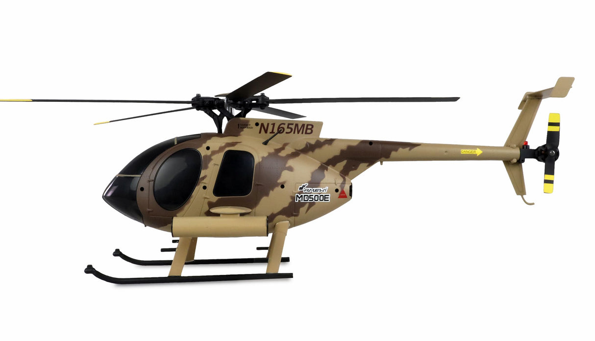 Amewi 25336 AFX MD500E - Helicóptero militar, sin escobillas, 4 canales, 325 mm, 6 G, RTF, color marrón