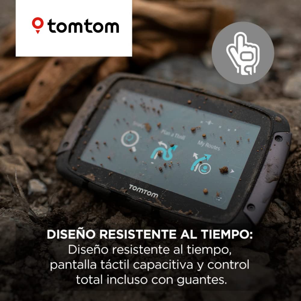 TomTom GPS para Motocicletas Rider 550 (4,3 Pulgadas con Carreteras montañosas, actualizaciones Mediante Wi-Fi, info tráfico en Tiempo Real, Radares de tráfico, mapas del Mundo)
