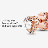 Pandora Timeless Pendientes de botón con diseño de corazón centelleante chapados en oro de 14 quilates con circonita cúbica transparente