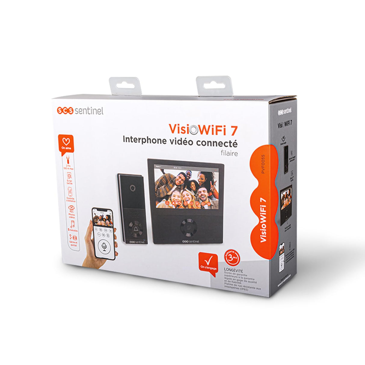 SCS Sentinel - Videoportero Visiowifi Conectado Con Cable - Gran Angular de 110° - Pantalla Táctil De 7'' - Conectividad Wi-Fi 802.11B/G/N - Captura de Fotos Y Vídeos