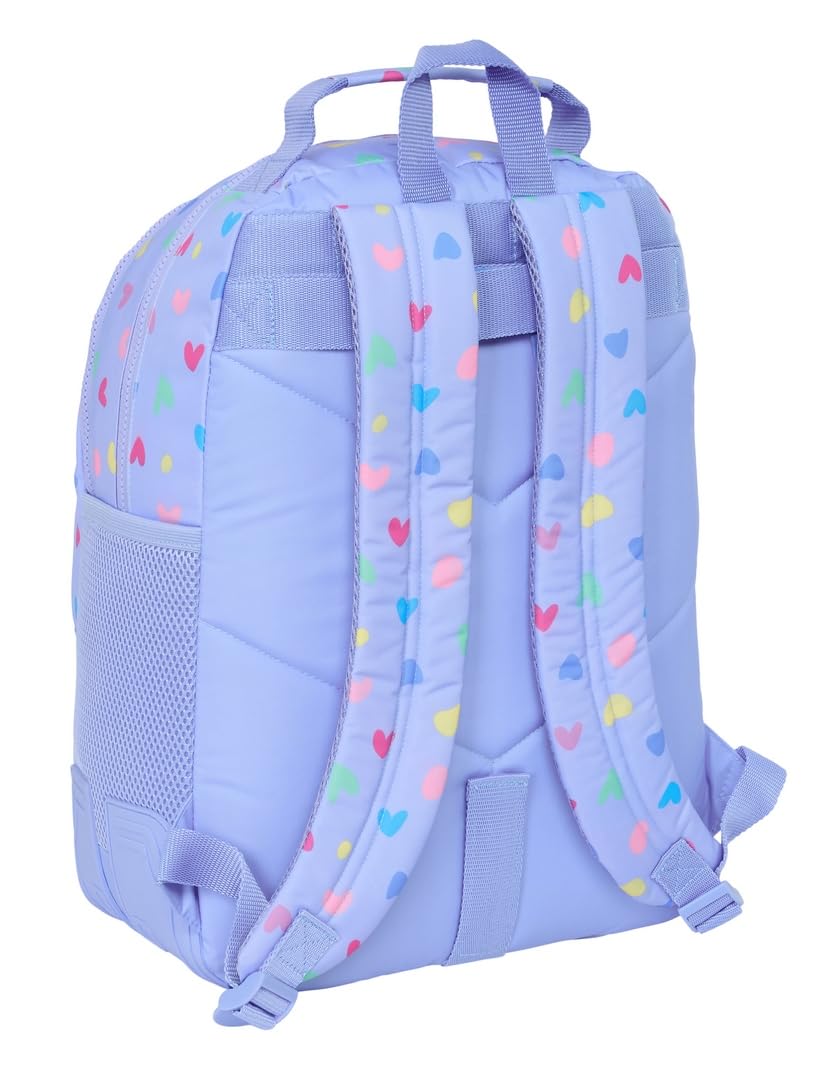 Safta BENETTON LILA - Mochila Escolar Infantil, Ideal para Niños de Diferentes Edades, Cómoda y Versátil, Calidad y Resistencia, 32x15x42 cm