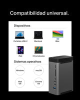 Belkin Hub USB-C, Base Dock USB c 11 en 1 Pro GAN 150 W, Docking Station con USB-C, USB-A, Ethernet, SD, MicroSD, Puerto 3,5 mm, Puertos HDMI 4K para Tres monitores, Compatible con MacBook Pro y más