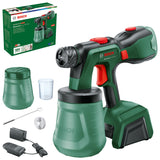 Bosch pulverizador pintura con batería AdvancedSpray 18V-500 (pintura de látex/emulsión, barniz, laca; 3 m²/min; 2 depósitos 1200 ml; cargador, batería 4 Ah)