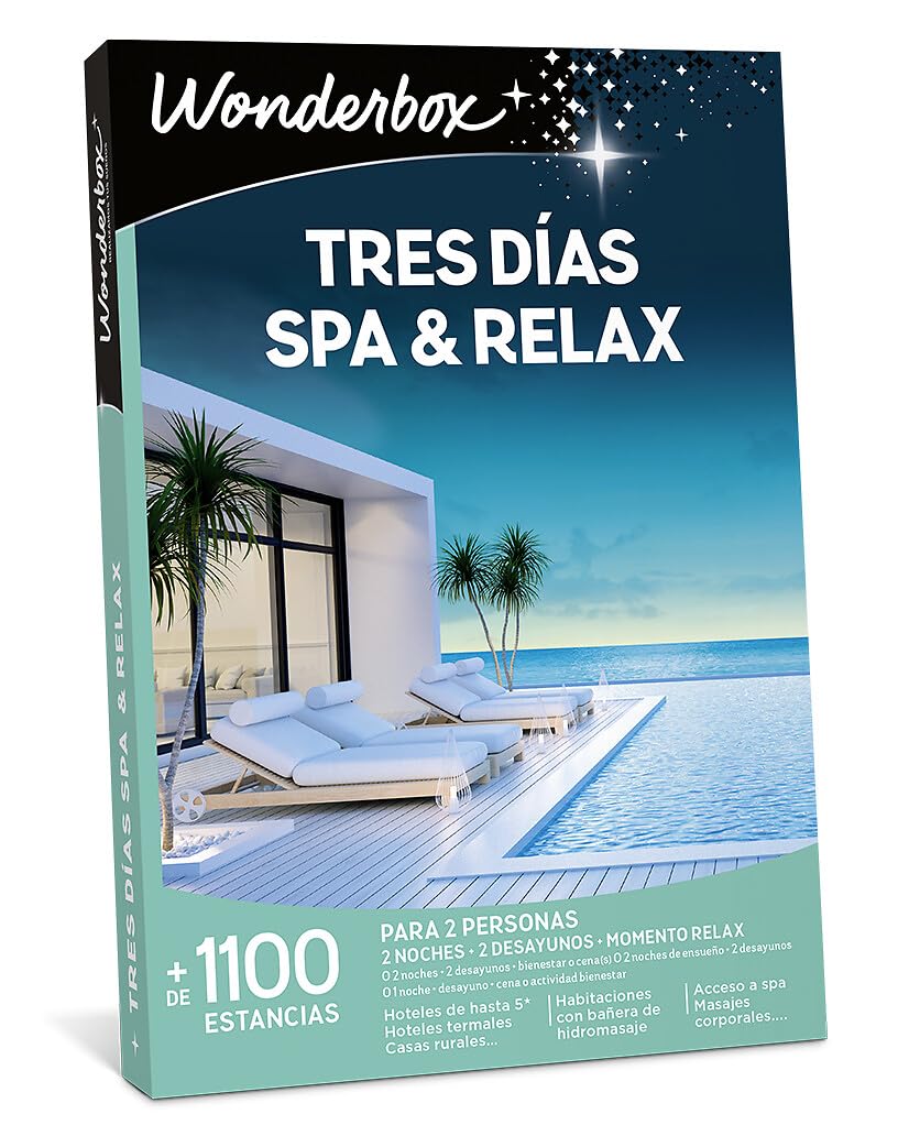 WONDERBOX - Idea de Regalo Navidad - Tres DÍAS SPA & Relax - Dos Noches con desayunos y Actividad Bienestar o más Opciones a Elegir Entre 2.900 hoteles para Dos Personas.